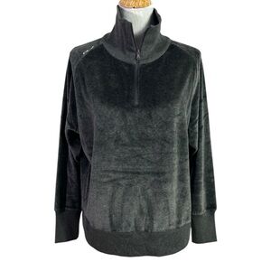 Ralph Lauren RLX Velour Golf 1/4 Zip Womens Medium Gray Pullover Sweatshirt